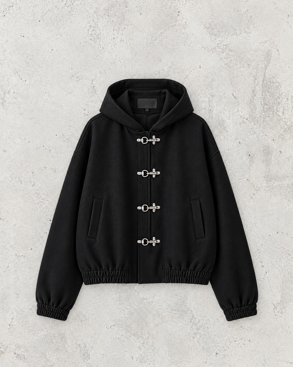 Street-Style Metallhaken-Schnallen-Hoodie Jacke