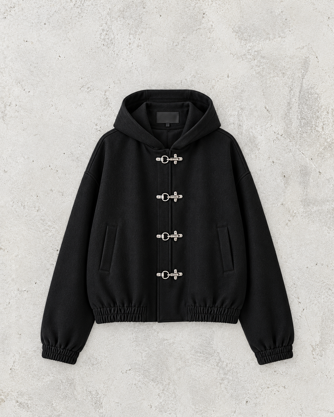 Street-Style Metallhaken-Schnallen-Hoodie Jacke
