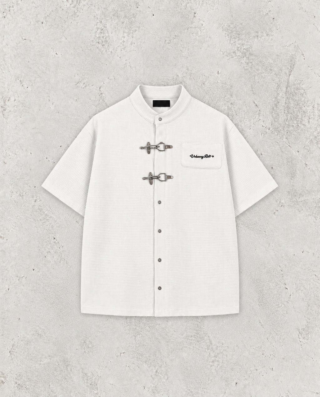 Men's Short Sleeve Solid Color Streetwear Loose Waffle Shirt Oversized Harajuku Casual Blouse