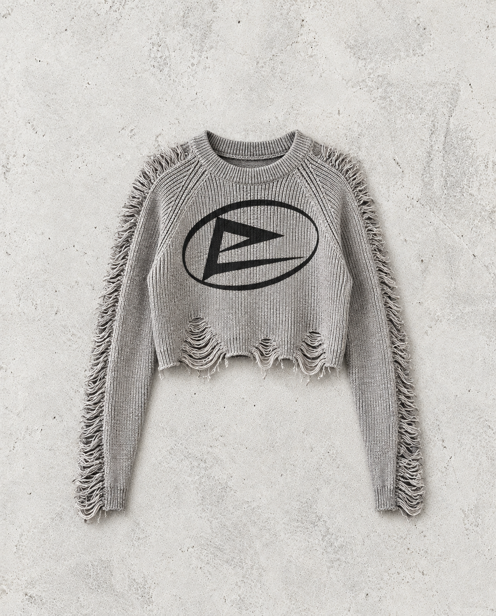 American Vintage Distressed Cropped Pullover Women's Long Sleeve Street Knit Top Subculture O Neck Ripped Harajuku Y2K Pullover
