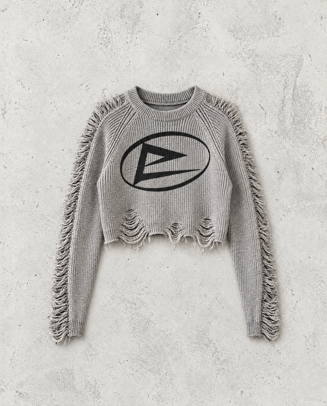 Vintage Distressed Cropped Langarm Street Knit Top