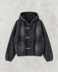 Street-Style Metallhaken-Schnallen-AcidHoodie Jacke