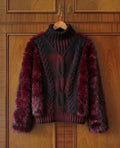 Winter Verdickter Warmer Pelzbesetzter Pullover Vintage Übergroße