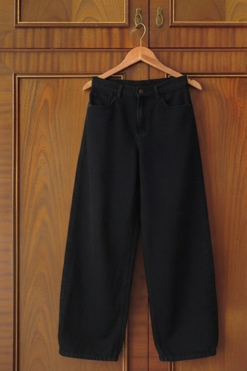 High Street Spring Summer Men's Jeans American Baggy Style Wide Leg Curved Line Denim Trousers Loose Fit Solid Color Trendy Men's Pants