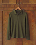 Grenzübergreifendes Herren-Poloshirt für den Herbst, klassisch, lässig, amerikanischer Stil, mit Revers, Knöpfen, langen Ärmeln und elastischem Rippenmuster.