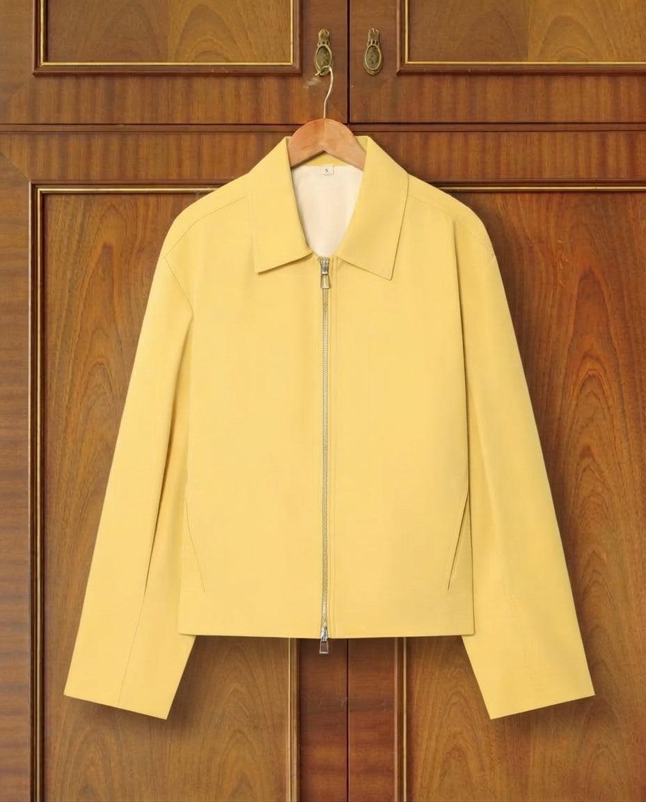 Women's Casual Solid Color Zipper Jacket Women's Streetwear with Lapel and Pockets Long Sleeve Plain Pleated Women's Outerwear Fashionable Bomber Jacket