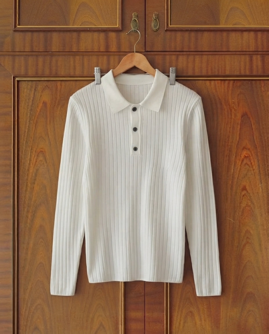 New Spring Men's Solid Stripe Fitness Elastic Long Sleeve Shirts For Men Fashion Stand Collar Men's Knitted Shirts