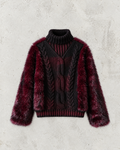 Winter Verdickter Warmer Pelzbesetzter Pullover Vintage Übergroße