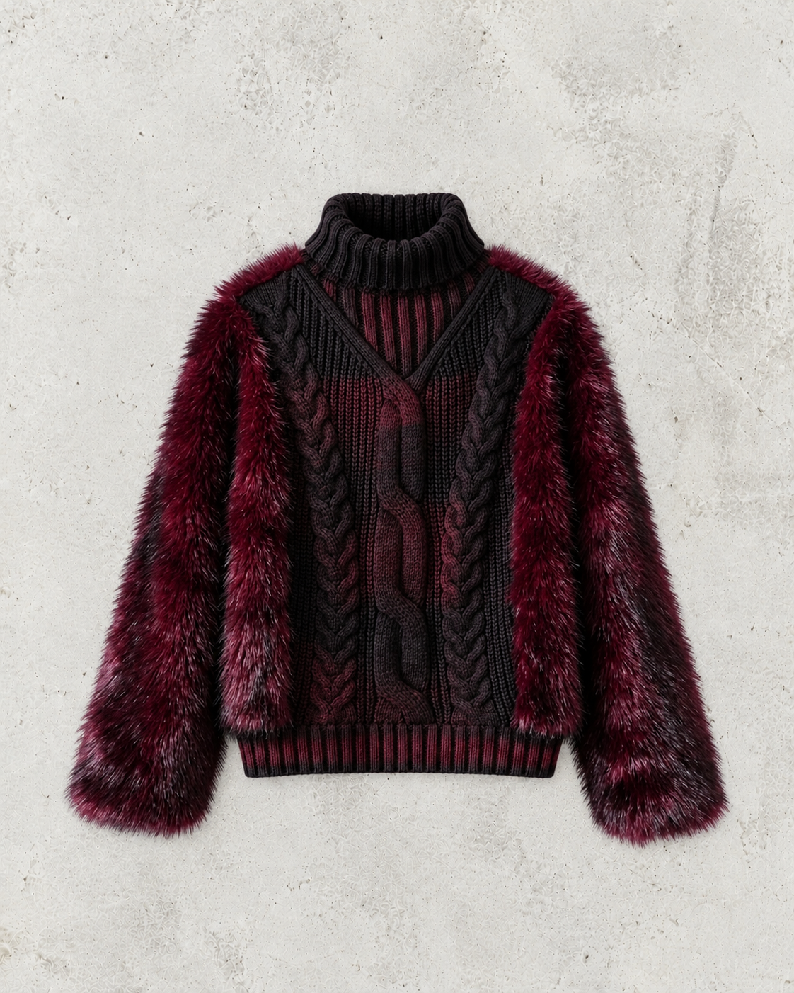 Winter Verdickter Warmer Pelzbesetzter Pullover Vintage Übergroße