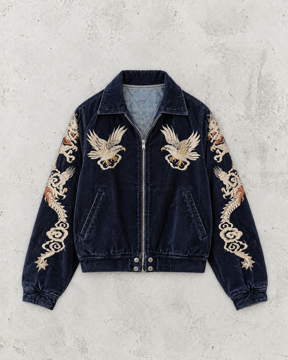 Gestickte Samt Japan Boxer Jacke