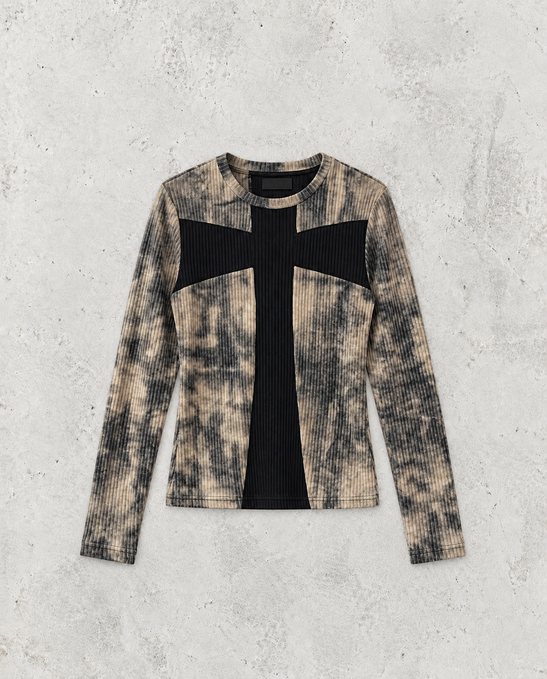 Frauen Y2k Kleidung Gerippte Tops Vintage Harajuku Kreuz Druck T-shirt Grunge Ästhetische Langarm Patchwork Tops Trend 2000er Jahre