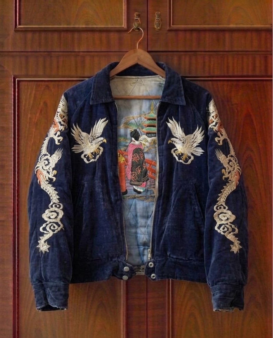 Gestickte Samt Japan Boxer Jacke