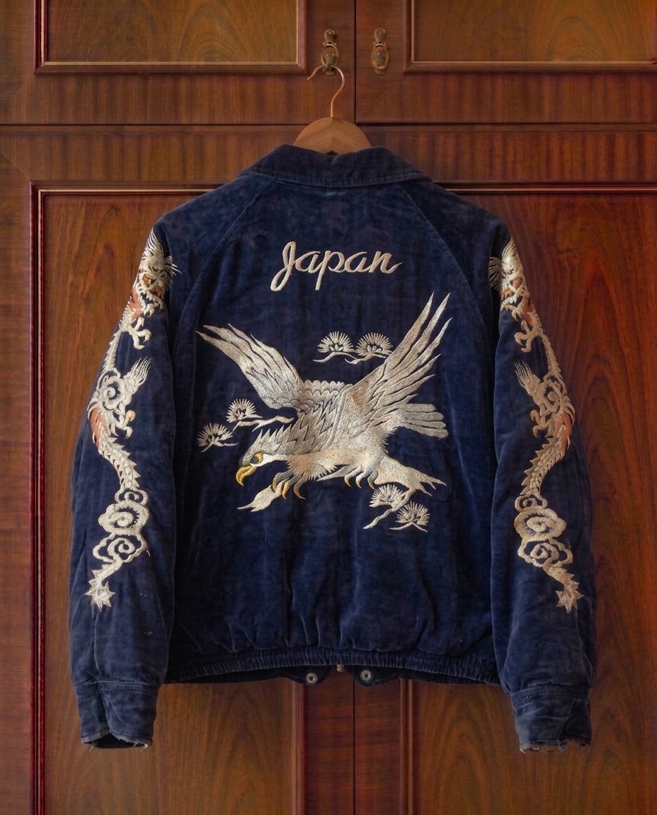 Gestickte Samt Japan Boxer Jacke
