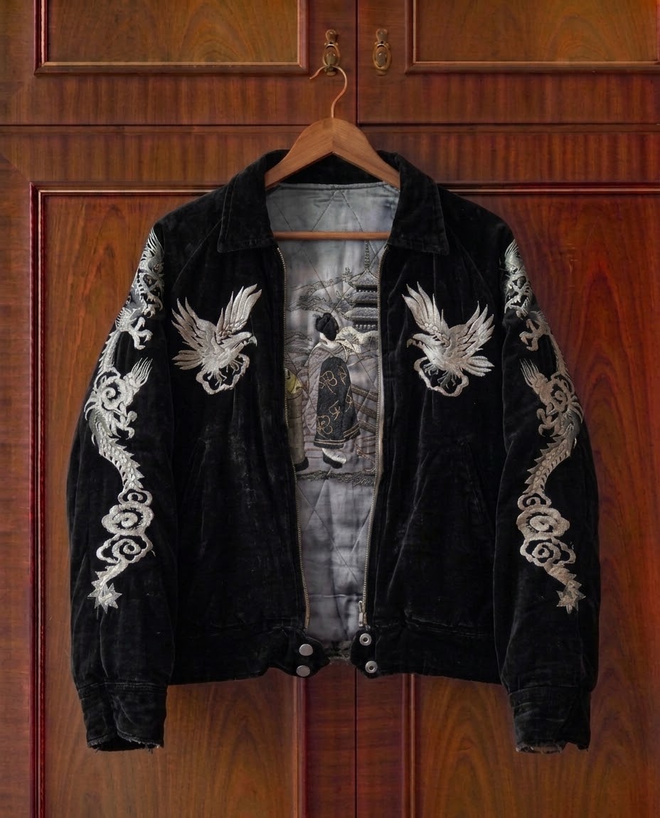 Gestickte Samt Japan Boxer Jacke