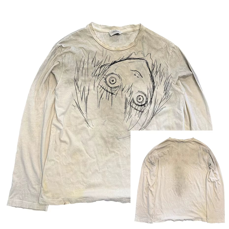 Vintage Übergroße T-shirts Blitz Grafik Langarm T Shirts Harajuku Lose Beiläufige T Tops Unisex Retro T-shirts