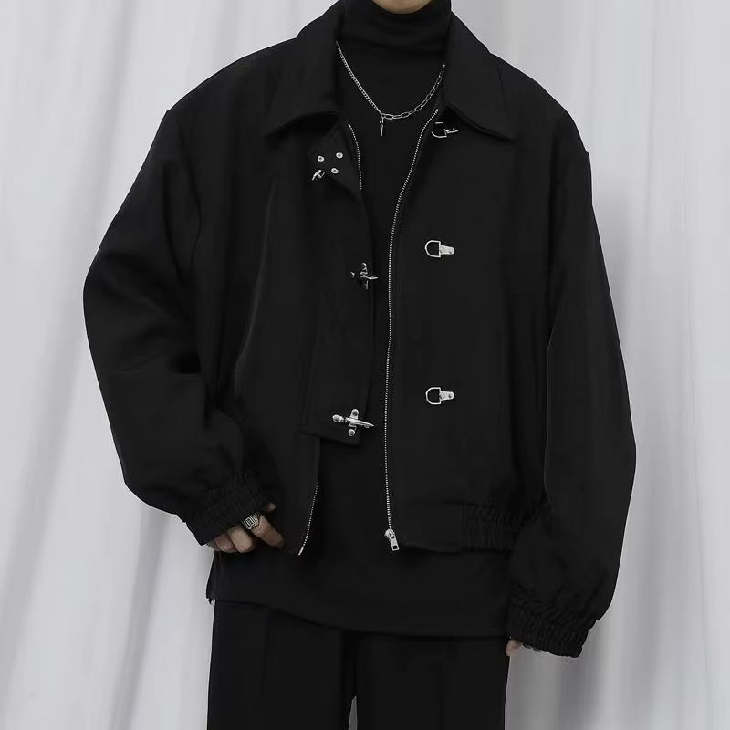 Schwarz Gothic Flugzeug Taste Jacke Y2k Amerikanischen Harajuku Retro High Street Männer Und Frauen Koreanische Mode Punk Casual Jacken