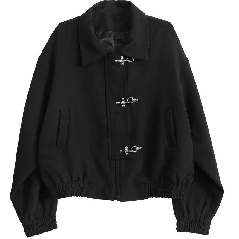 Schwarz Gothic Flugzeug Taste Jacke Y2k Amerikanischen Harajuku Retro High Street Männer Und Frauen Koreanische Mode Punk Casual Jacken
