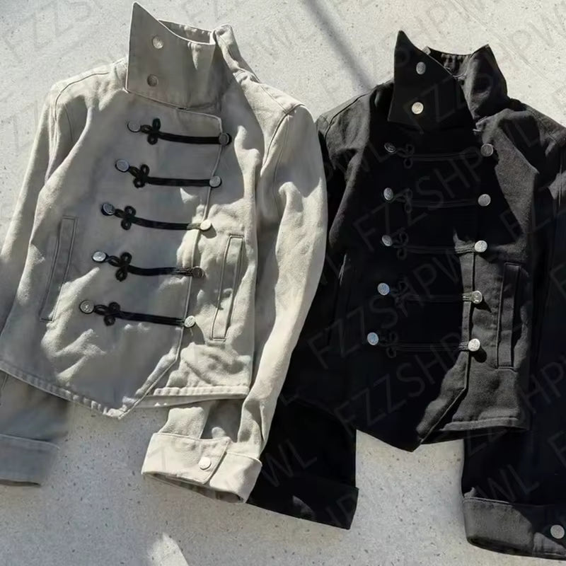 Streetwear Napoleon-Stil Y2K Jacke Hip-Hop-Knopfjacke Harajuku Goth Kleidung Trend Punk Übergroße Y2k Langarm-Oberteile Subkultur