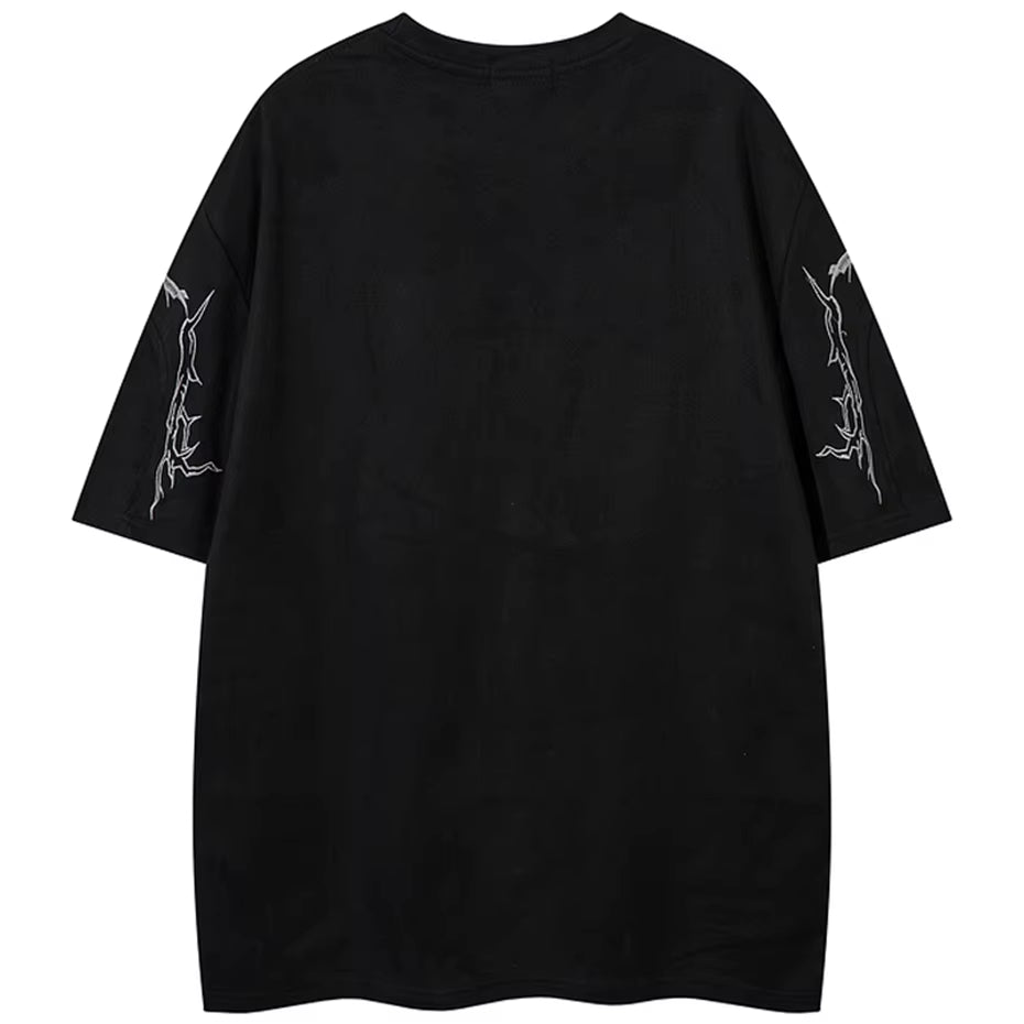 Stickerei Vintage Wildleder T Shirt Streetwear Harajuku Hip Hop Übergroßen T-shirt Sommer T Tops Unisex