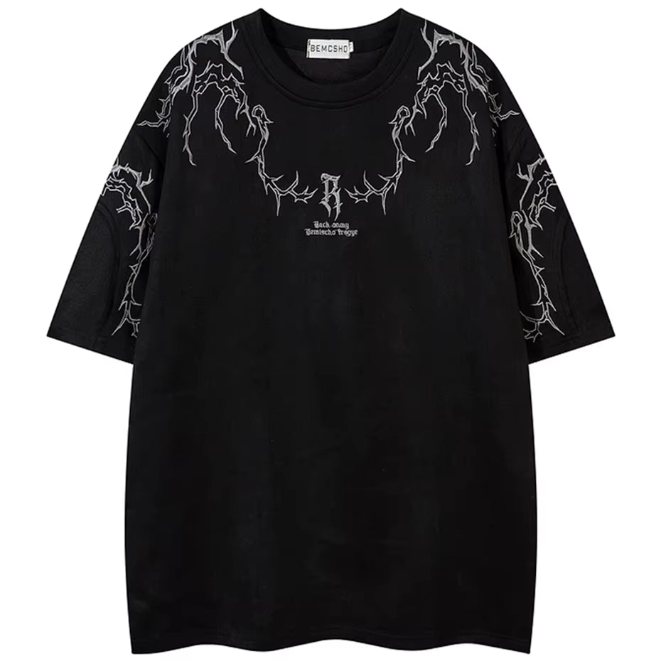 Stickerei Vintage Wildleder T Shirt Streetwear Harajuku Hip Hop Übergroßen T-shirt Sommer T Tops Unisex