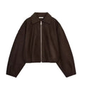 Woolen Zipper Lose Kurze Jacke Frauen Langarm Revers Solide 2025, Herbst Winter Pendeln Mantel Straße Büro Warme Damen outwear
