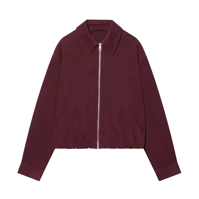 Woolen Zipper Lose Kurze Jacke Frauen Langarm Revers Solide 2025, Herbst Winter Pendeln Mantel Straße Büro Warme Damen outwear