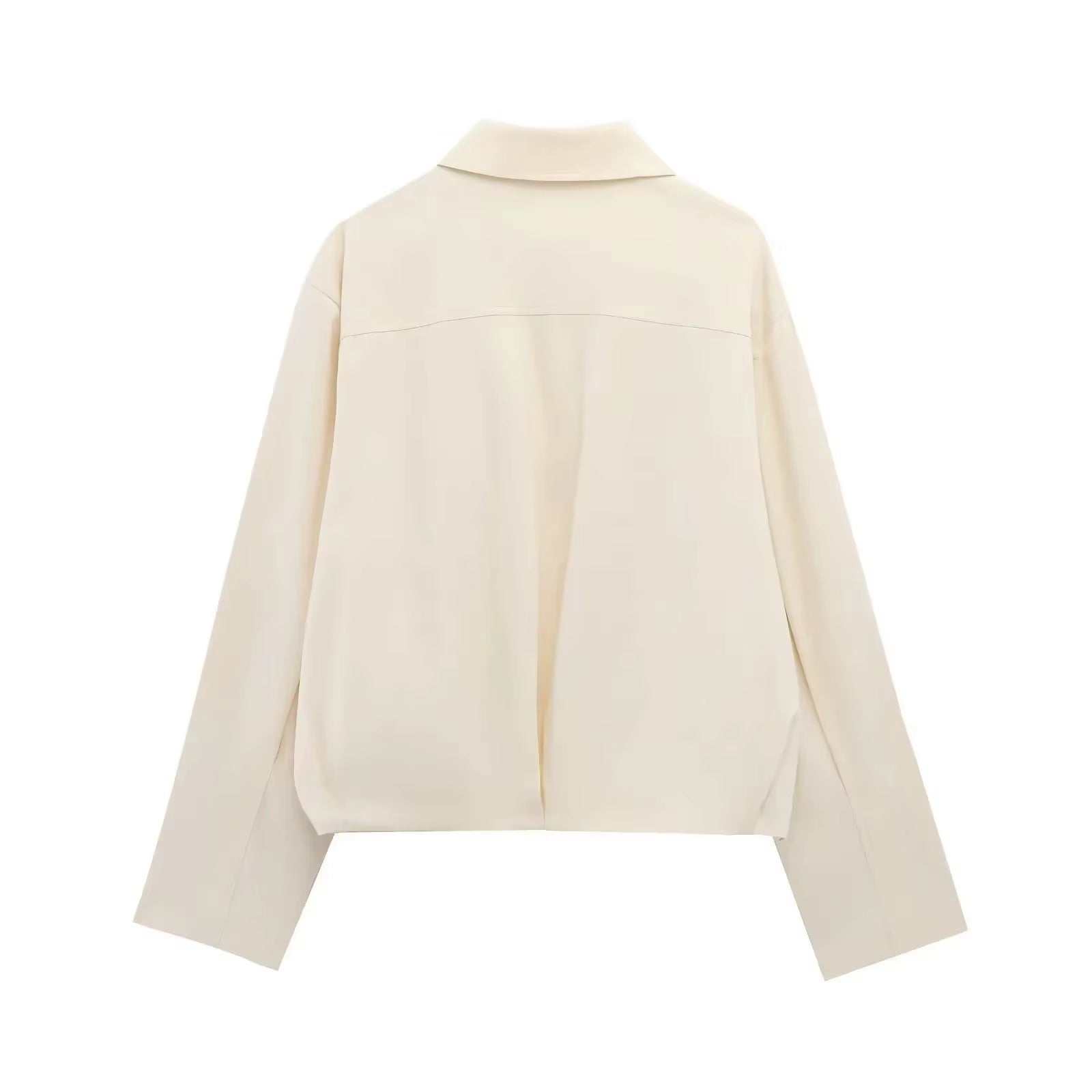 Damen Casual Einfarbige Reißverschluss-Jacke Damen Streetwear mit Revers und Taschen Langarm Schlichte Plissierte Damen-Oberbekleidung Modische Bomberjacke
