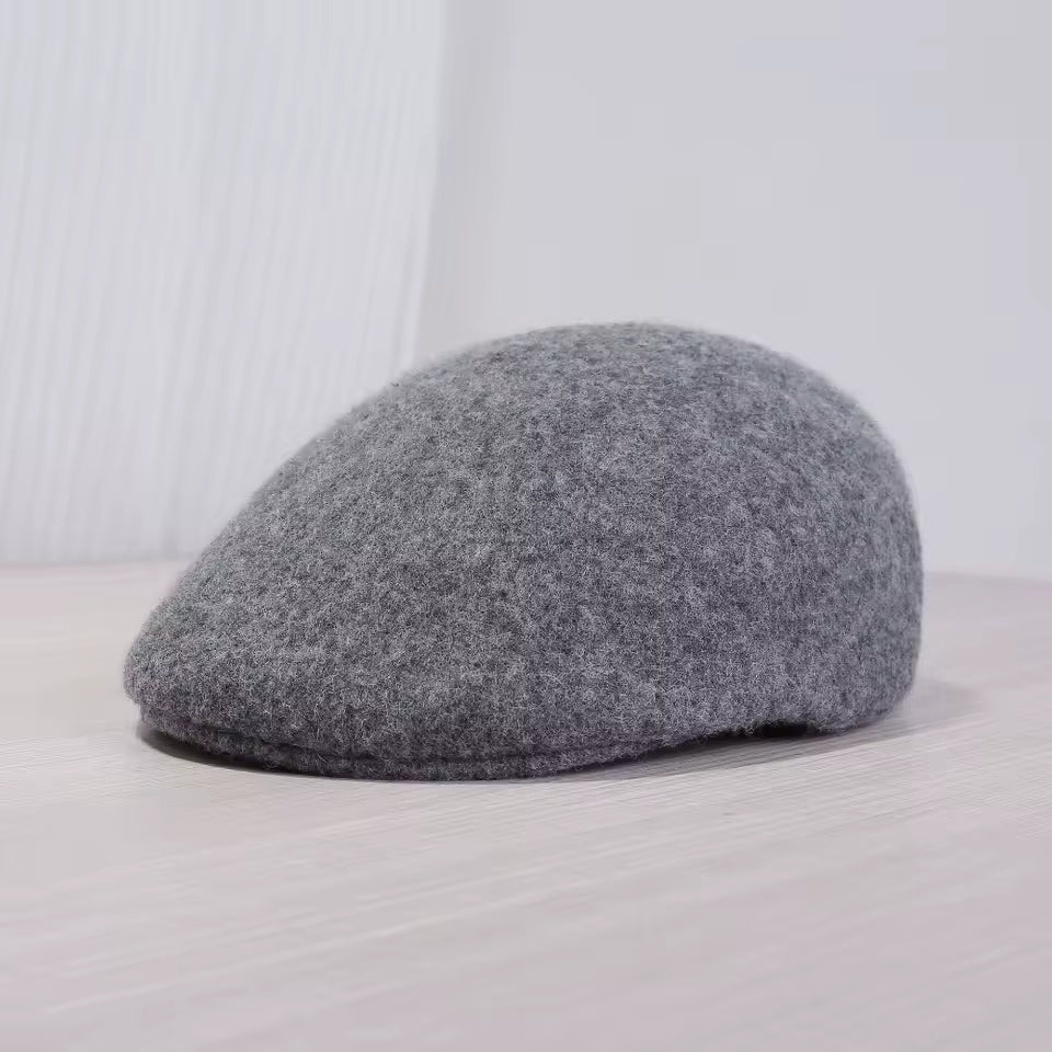 Damen Retro Strickmütze mit Schirm – Modische, schlank machende Wintermütze aus Wolle – Warme, weiche Freizeitmütze für Outdoor und Streetwear